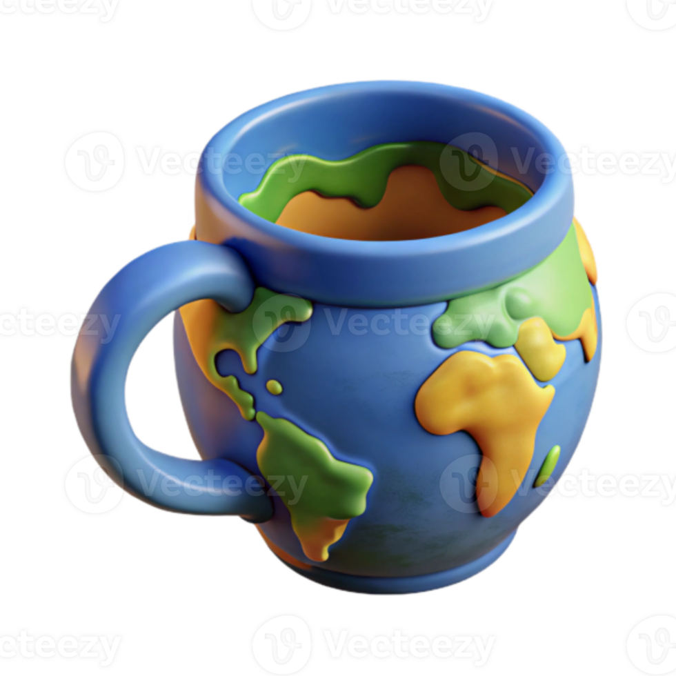 Render of a Cartoon Earth Mug Illustration png
