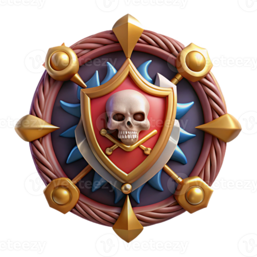 Render Skull Emblem Fantasy Shield Game Asset png