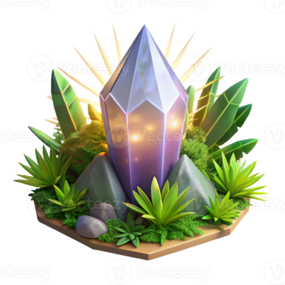 Luminous Crystal in Tropical Paradise Illustration png