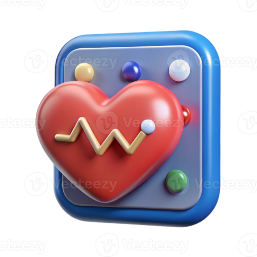 Render of Heart Rate Monitor App Icon Healthcare Technology Graphic png