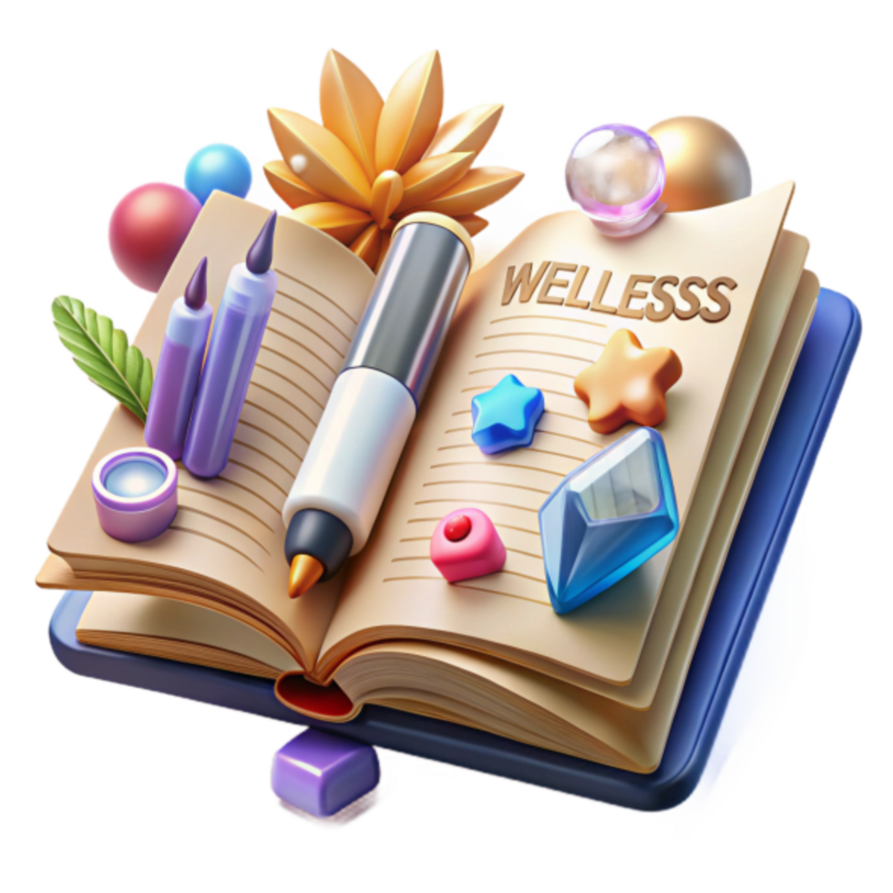Vibrant Illustration of Wellness Journal with Colorful Elements png