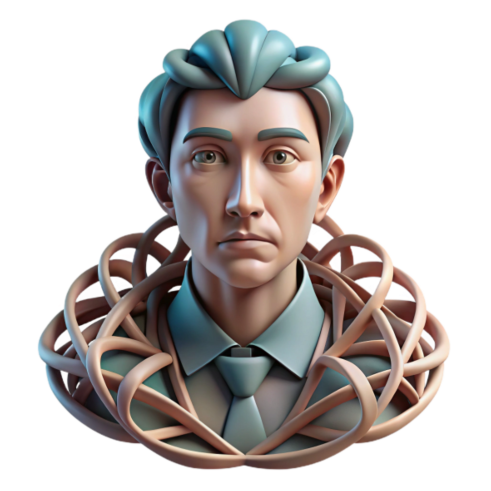 Render Abstract Bust Sculpture Intricate Knotted Collar Design Modern Art png