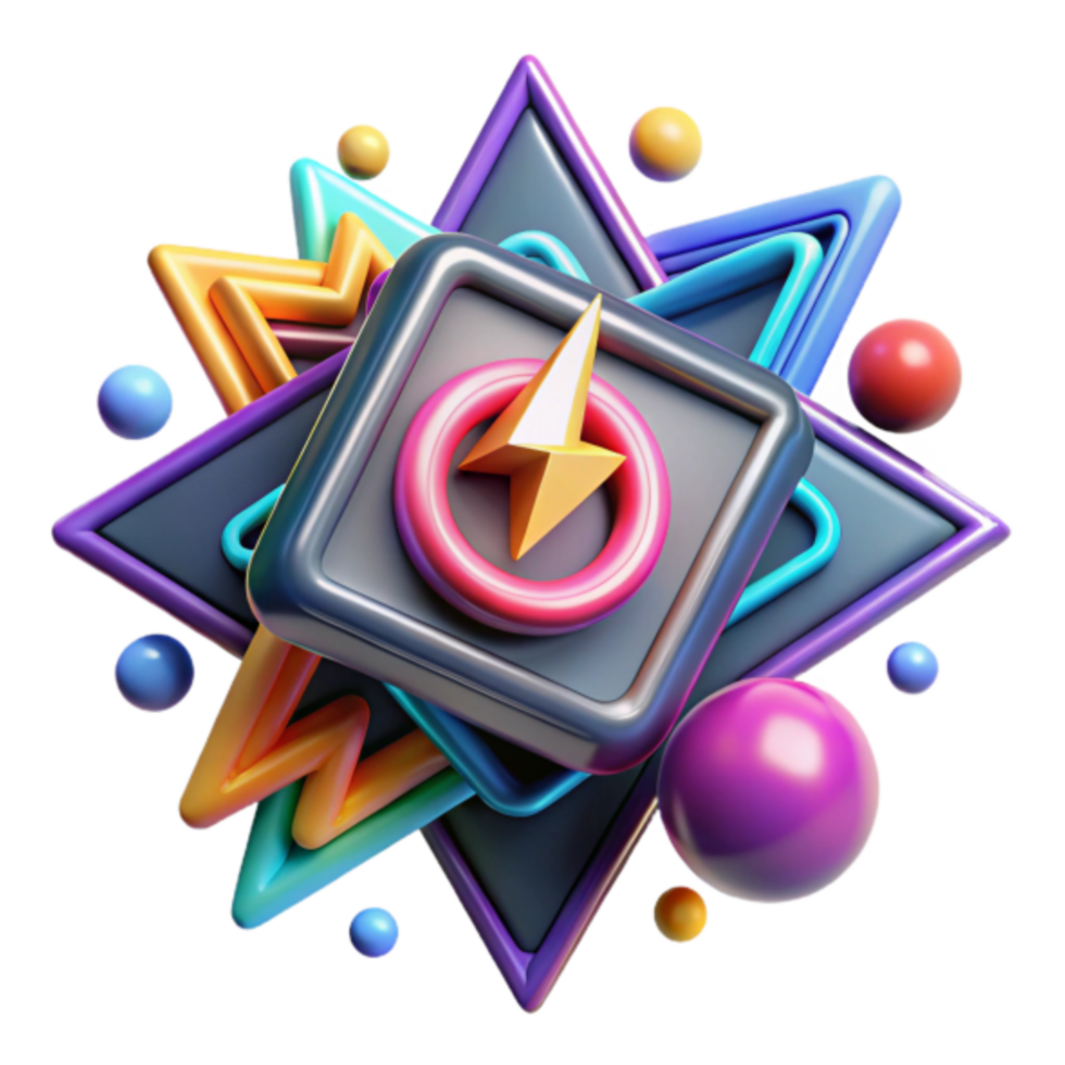 Vibrant Abstract Background with Geometric Shapes and Energy Symbol png