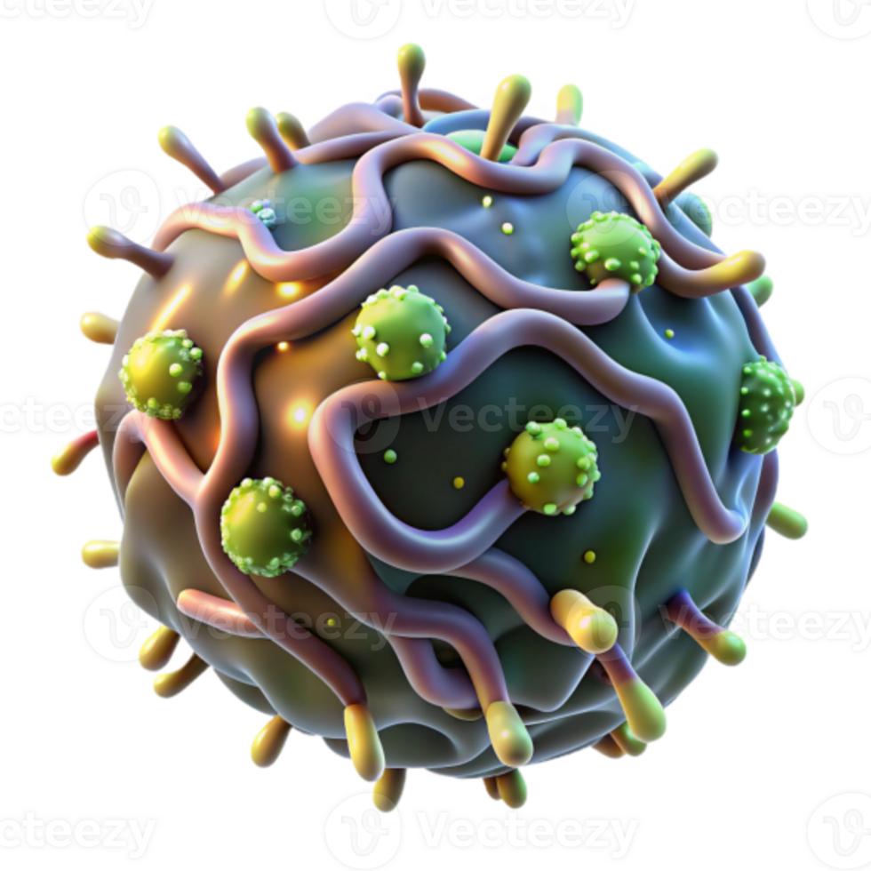 Illustration of a Virus Particle Microscopic Cell Structure png