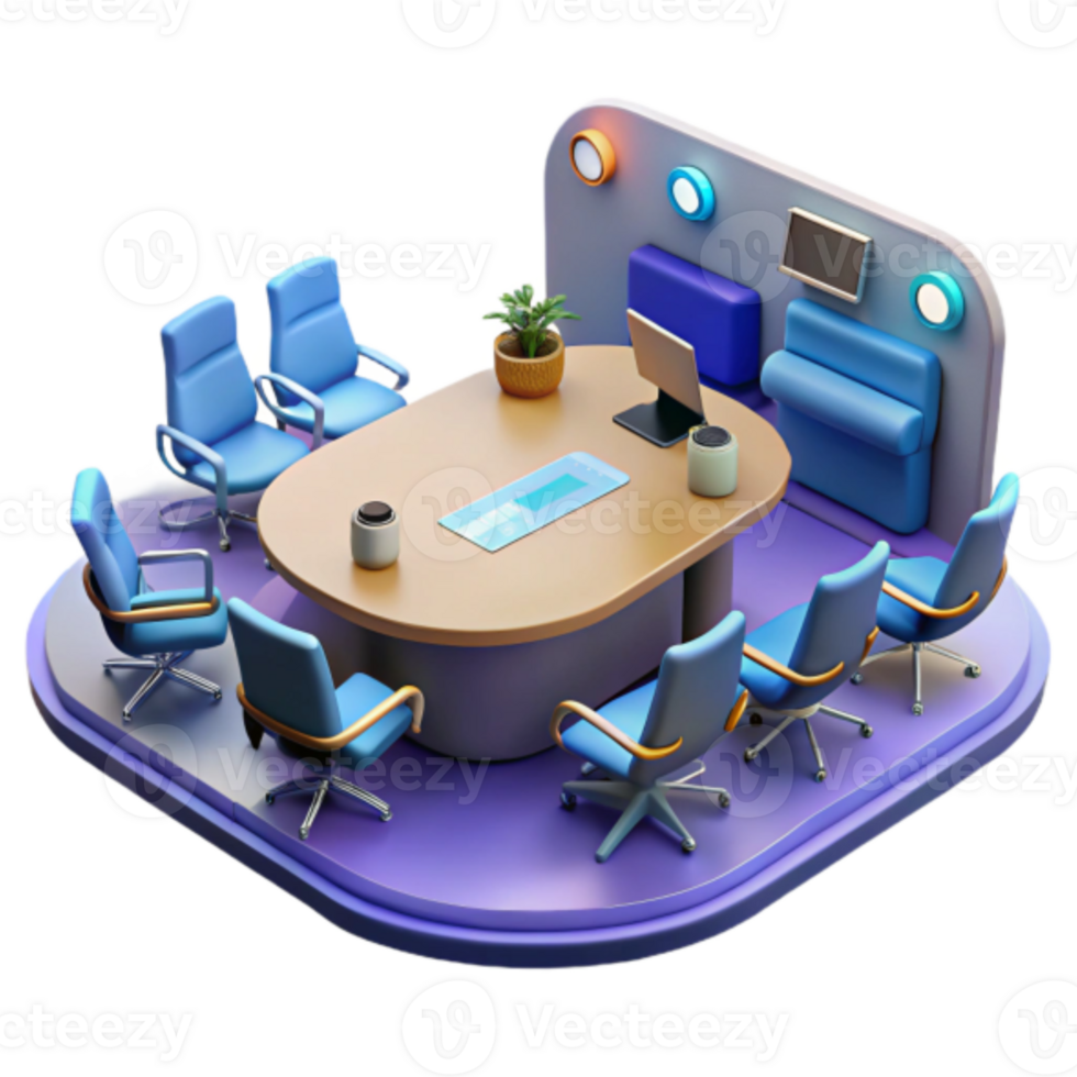 Illustration Modern Office Meeting Room Design, Conference Table, Chairs, Smart Devices, Workspace, Business, Interior Design png
