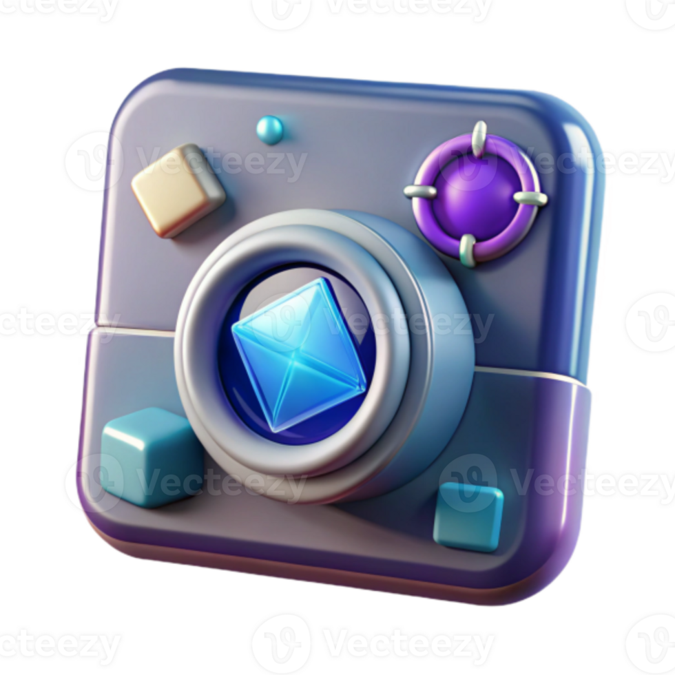 Render of a Futuristic App Icon with Colorful Geometric Shapes and Crystal png