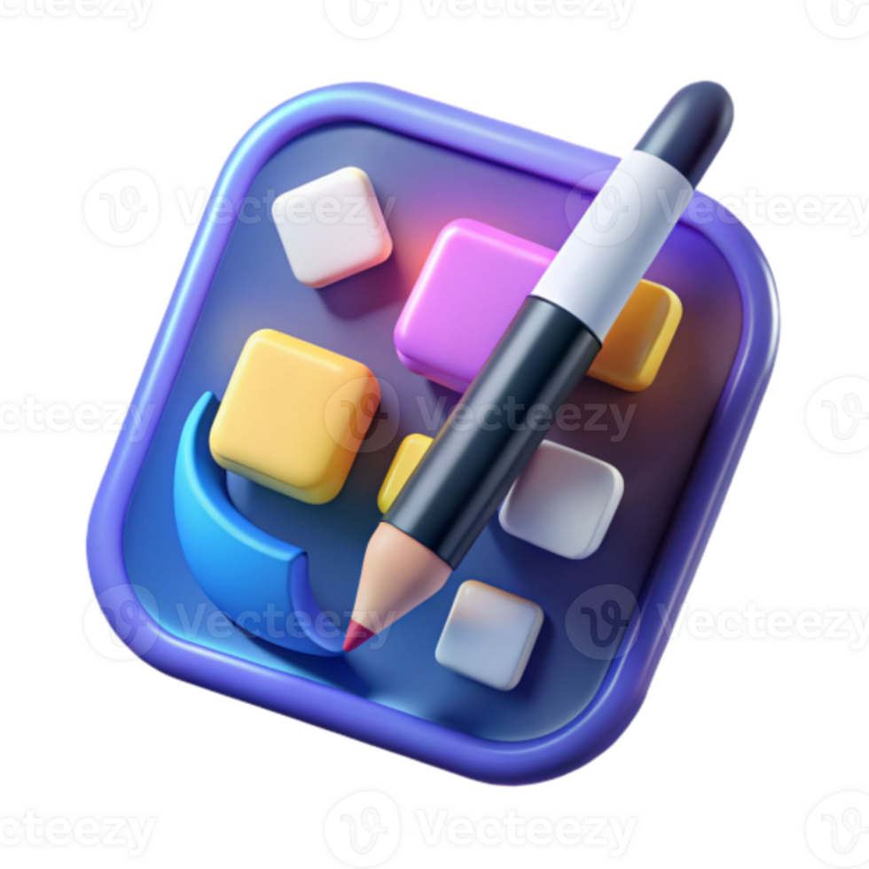 Illustration of Colorful App Icon with Pencil png