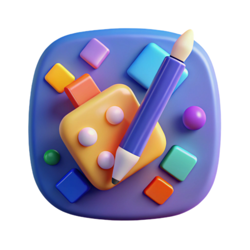 Render Colorful App Icon Design, Digital Art Brush and Palette, Creative Software Icon png