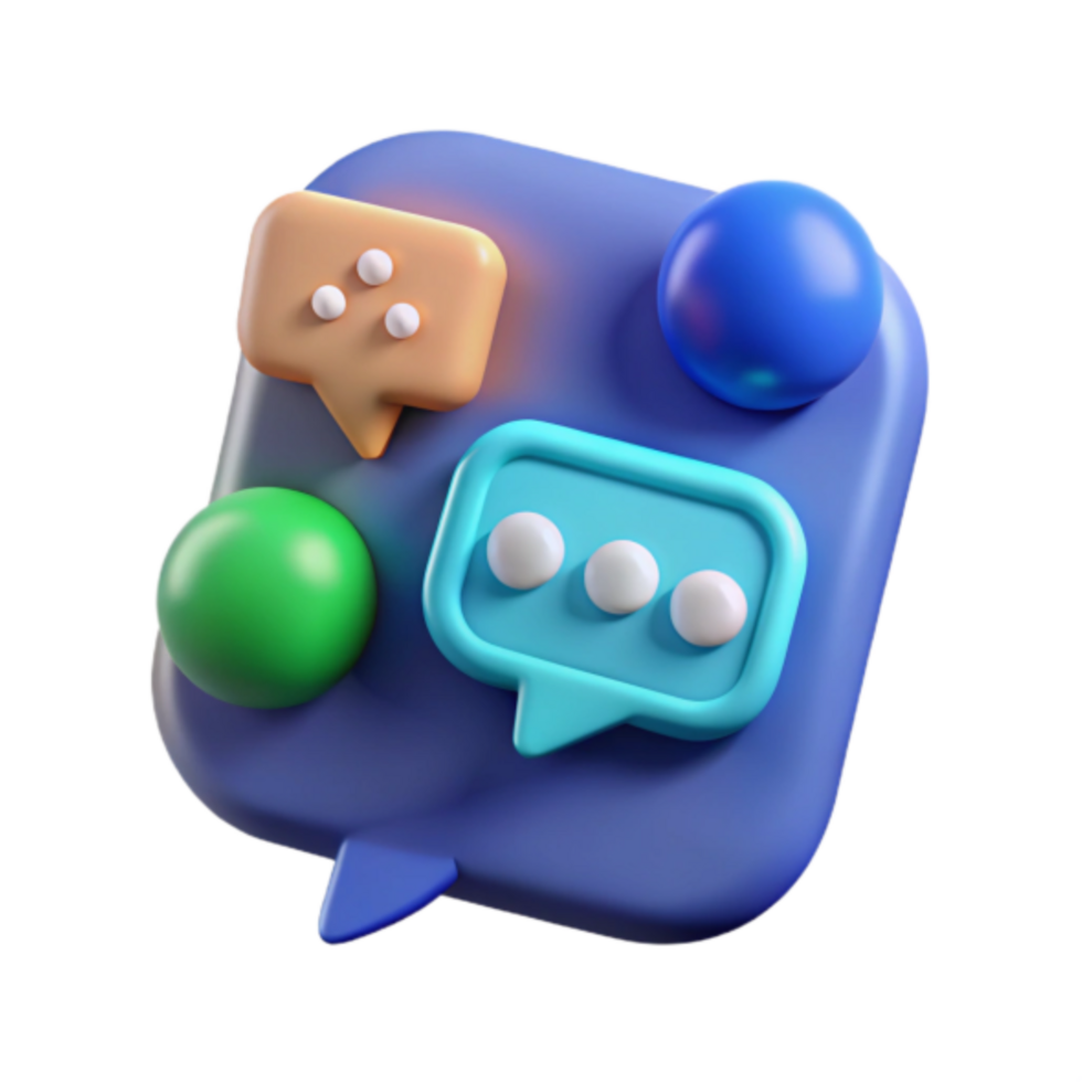 Render of Colorful Speech Bubbles and Spheres App Icon png