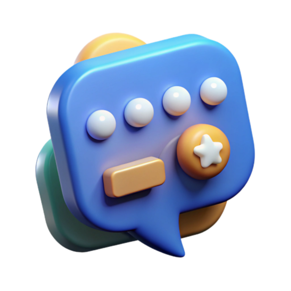 Render Chat Bubble Icon Illustration with Star and Delete Button png