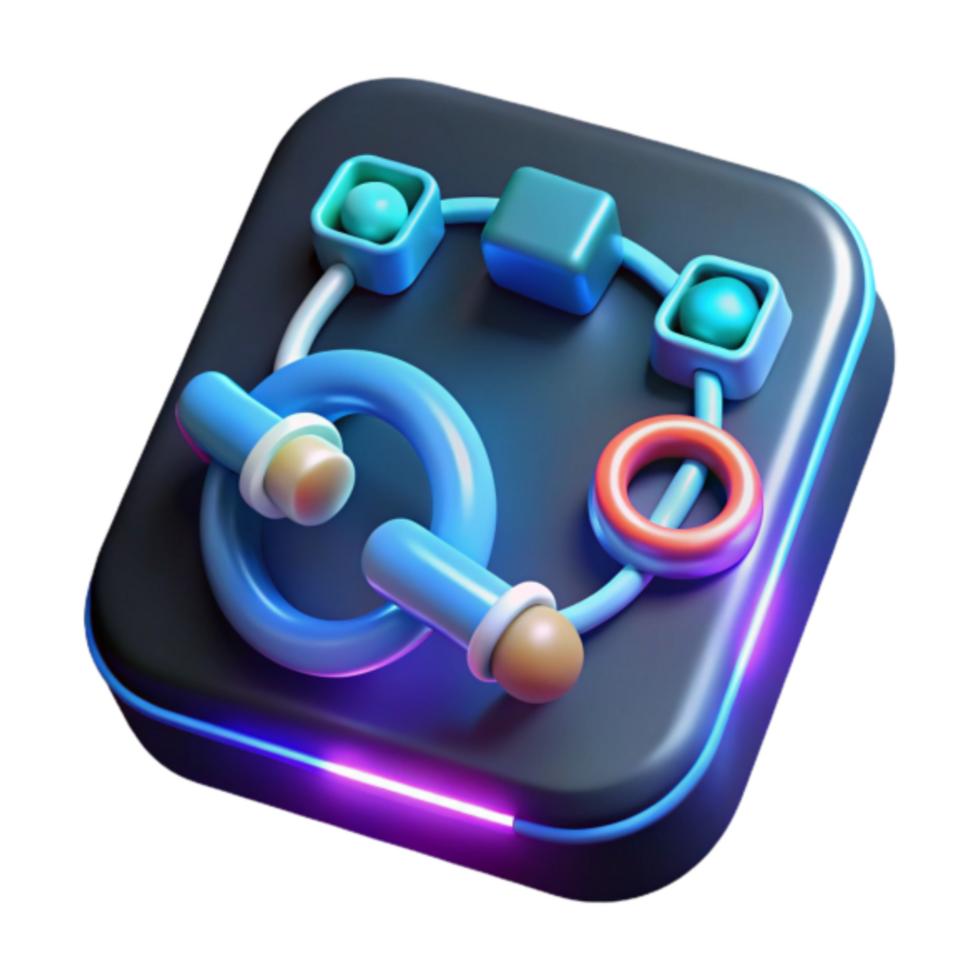 Abstract Render of Interconnected Colorful Shapes png
