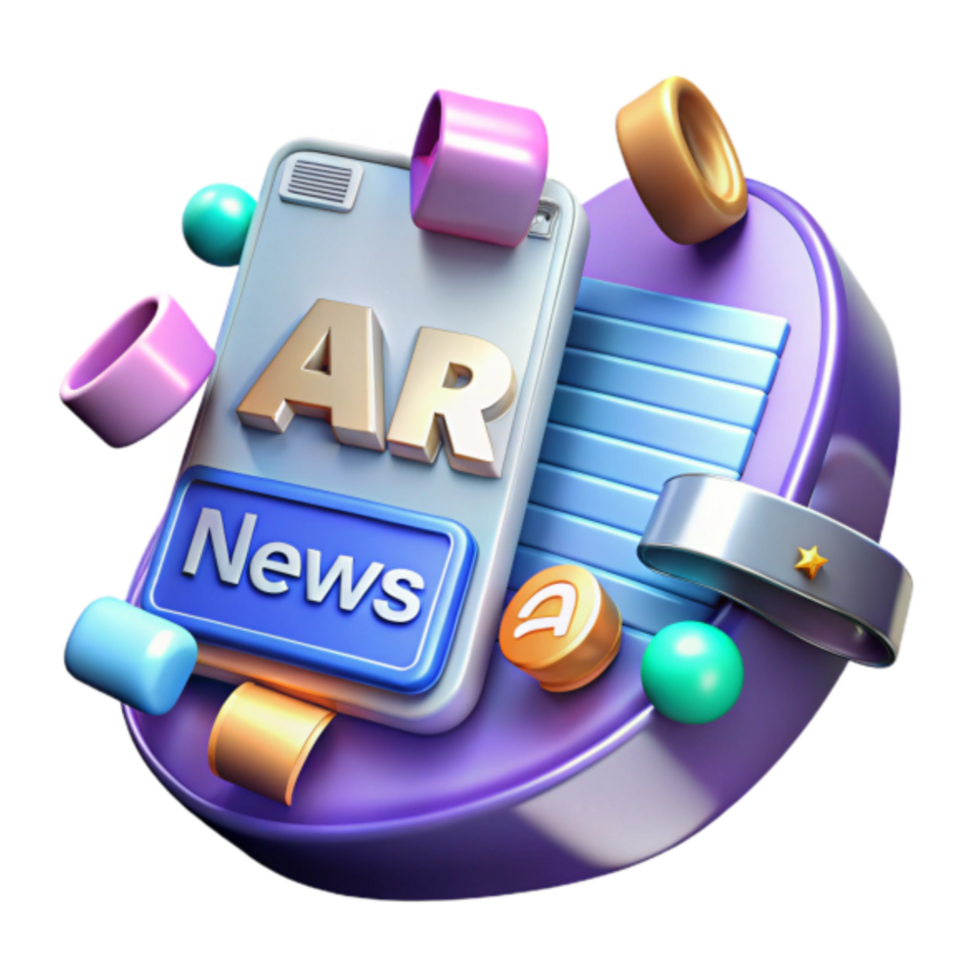 AR News App Icon Illustration Colorful Mobile Augmented Reality Technology png