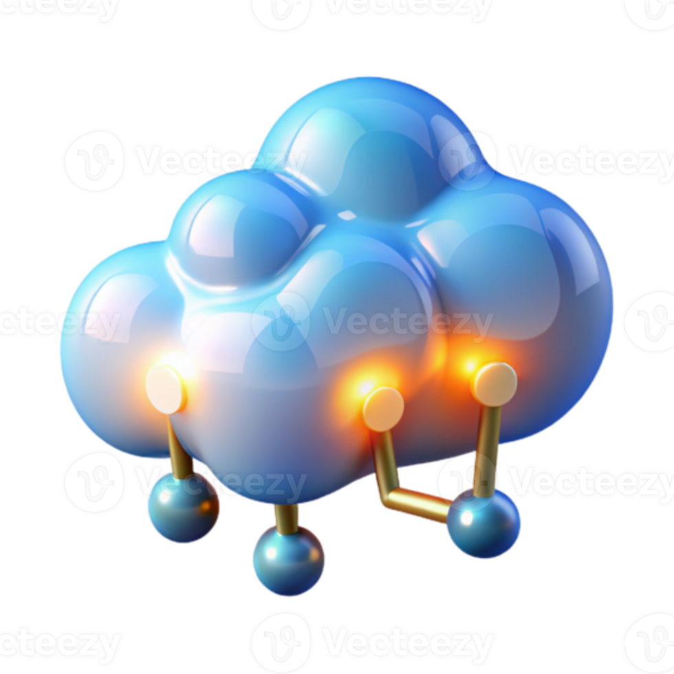 Cloud Computing Illustration Shiny Blue Cloud Network Data Storage png