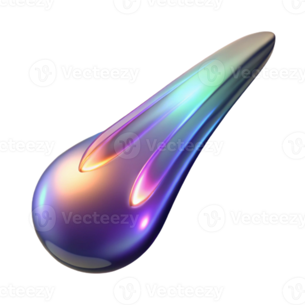 Iridescent Render of a Smooth, Abstract Comet Tail png