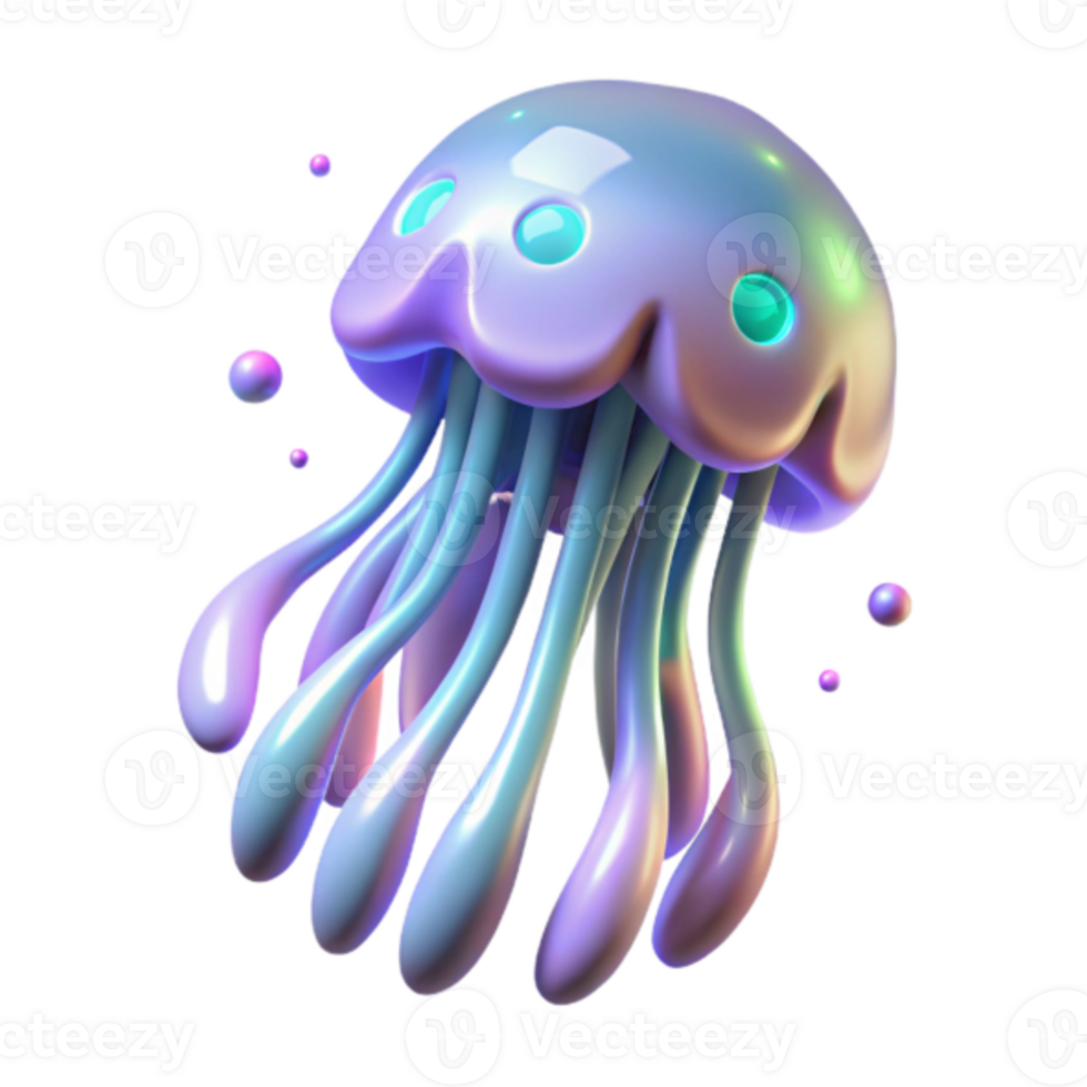 Iridescent Jellyfish Render Colorful Aquatic Life png