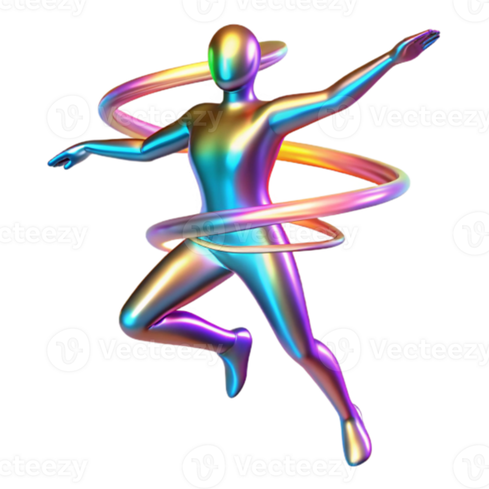Vibrant Render of an Iridescent Figure in Motion png