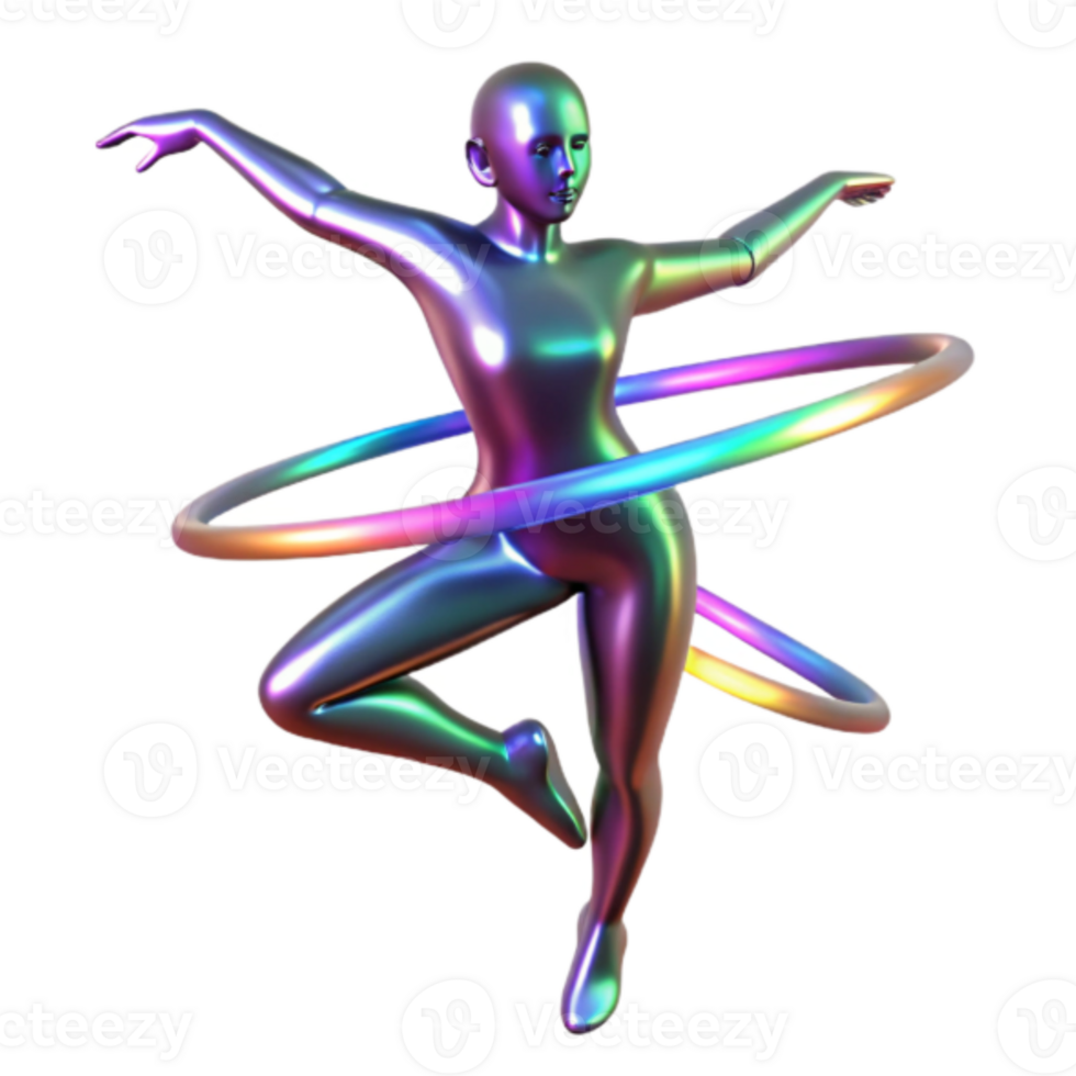 Iridescent Figure with Hula Hoops Render png