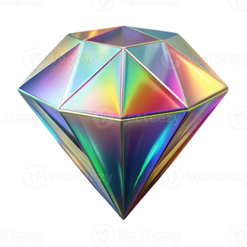 Iridescent Gem Render Rainbow Facets Jewel png