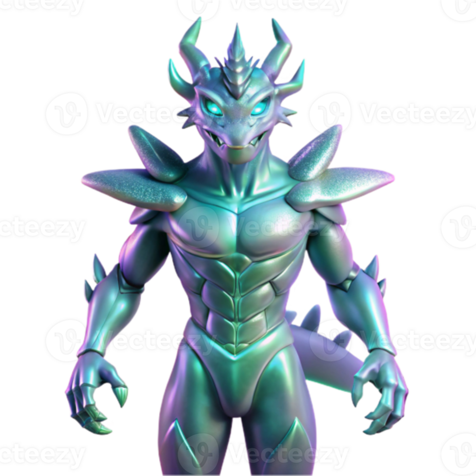 Render of a Mythical Dragon Creature, Iridescent Scales, Powerful Stance, Fantasy Artwork png