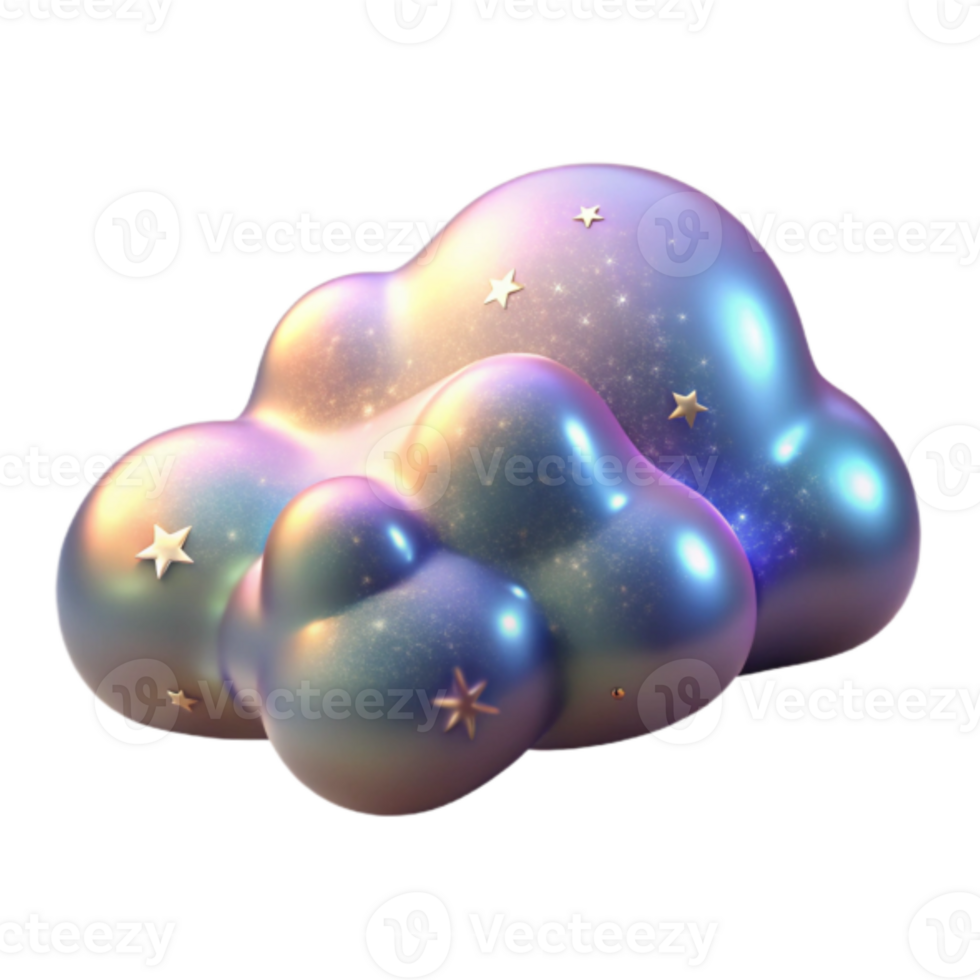 Render Sparkling Iridescent Cloud with Stars png