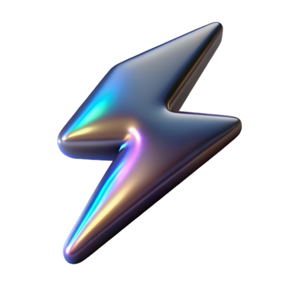 Iridescent Lightning Bolt Render Abstract Background Image png
