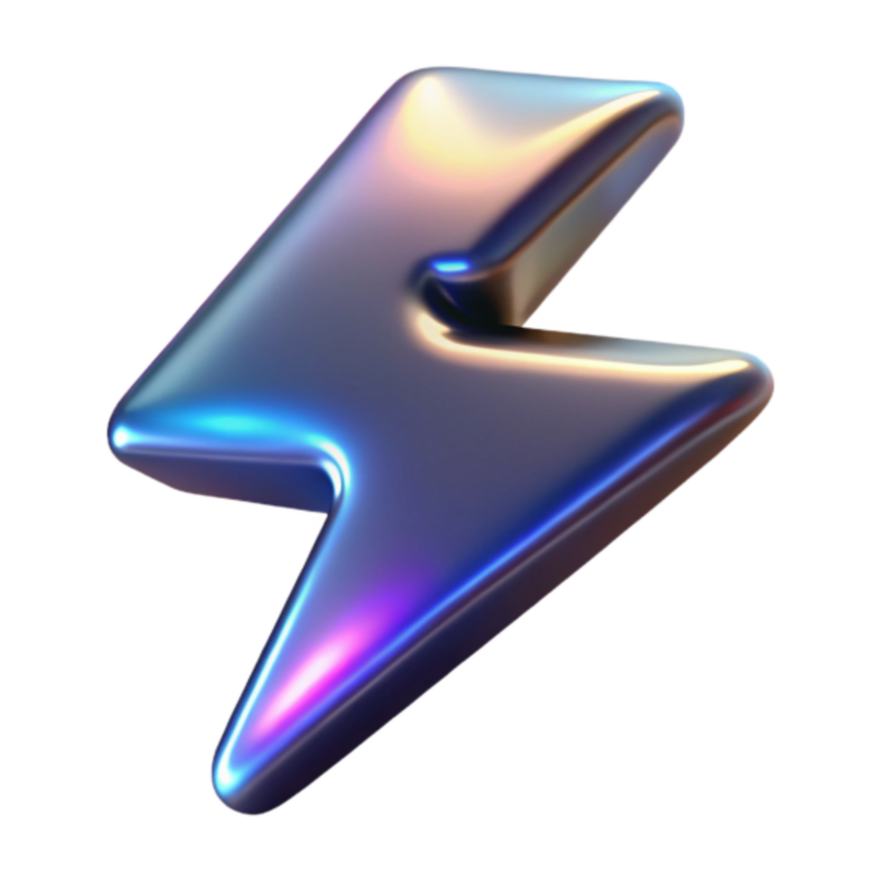 Iridescent Lightning Bolt Symbol Render png