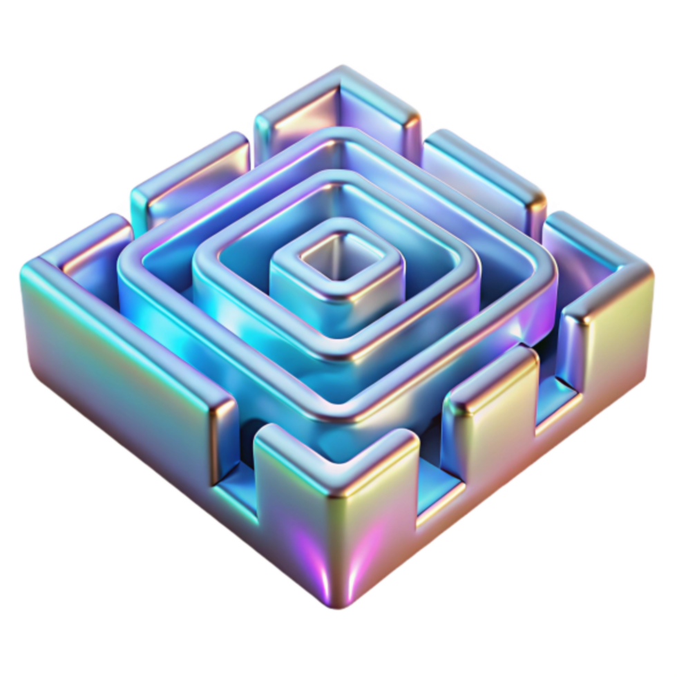 Iridescent Maze Cube Abstract Graphic Resource Illustration png