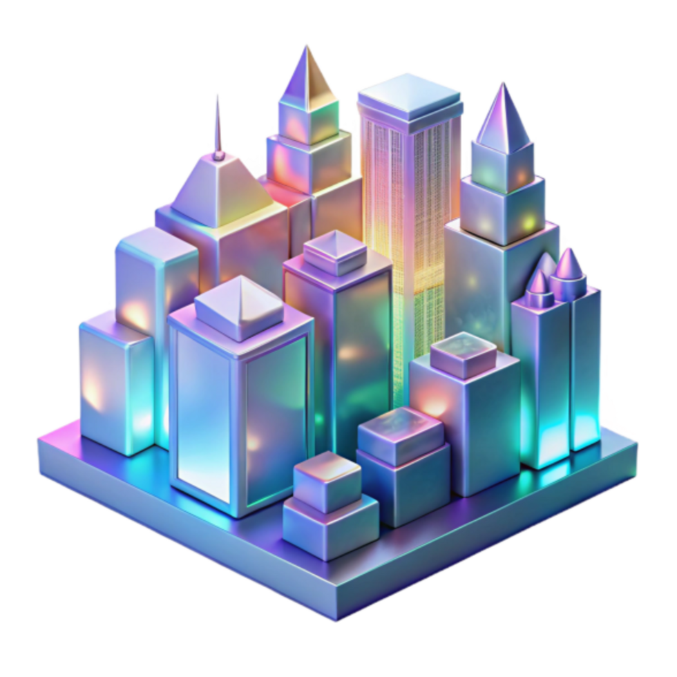 Iridescent Cityscape Render Abstract Background Image png