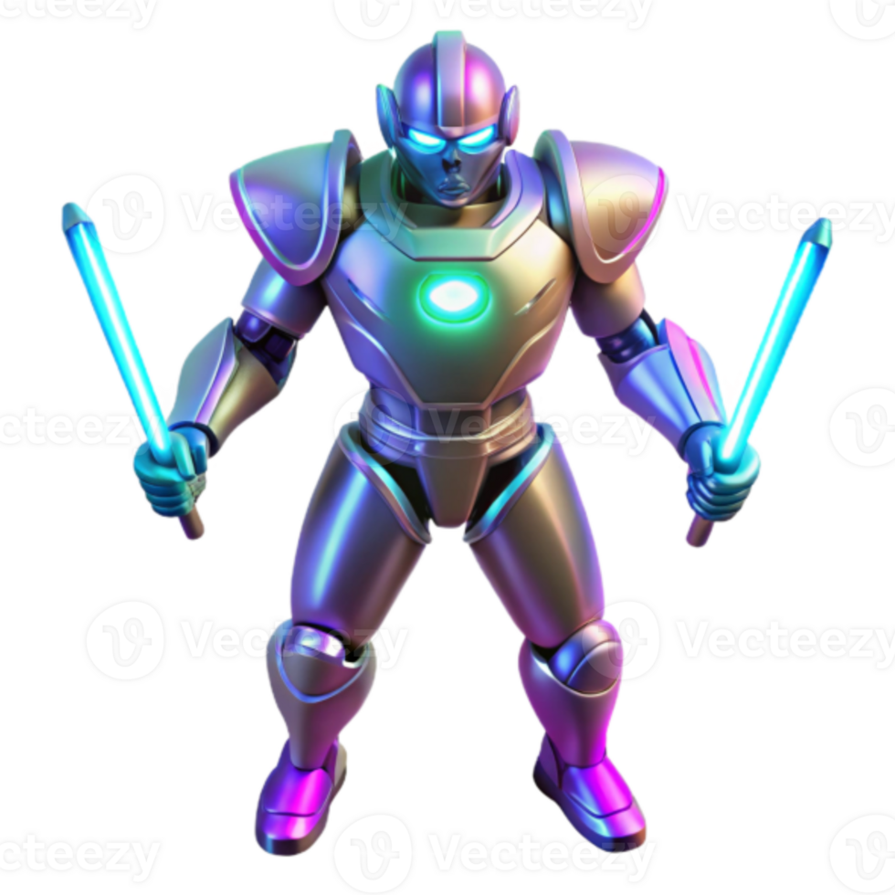 Cybernetic Warrior Render Iridescent Armor Futuristic Robot png