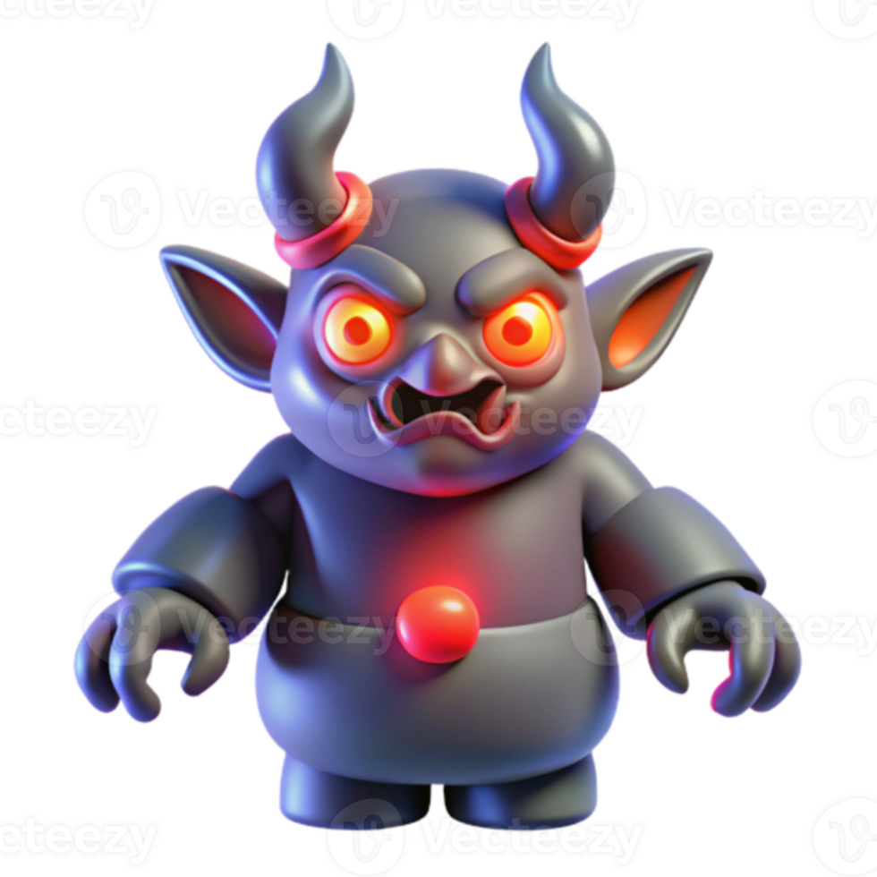 Render of a Cute Little Gray Imp with Horns png