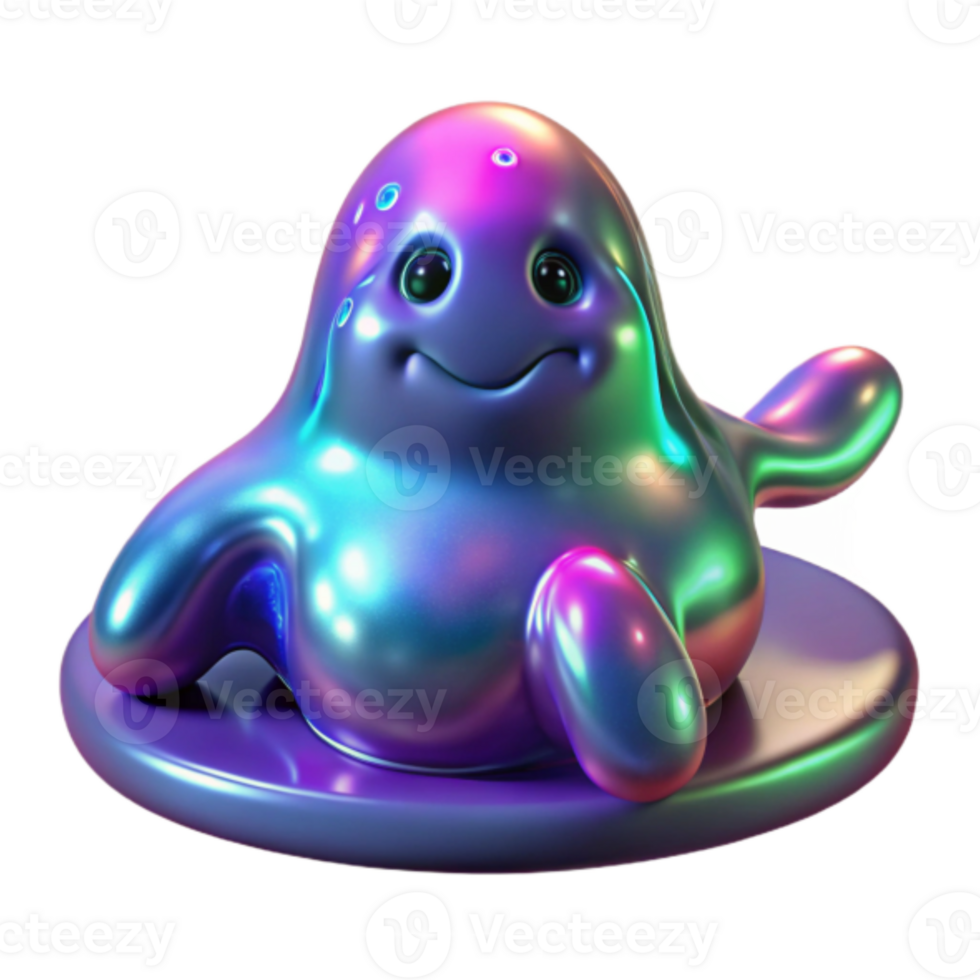 Iridescent Blob Character Render png