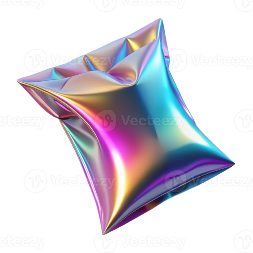 Iridescent Render of a Crumpled Foil Pouch Abstract Background png