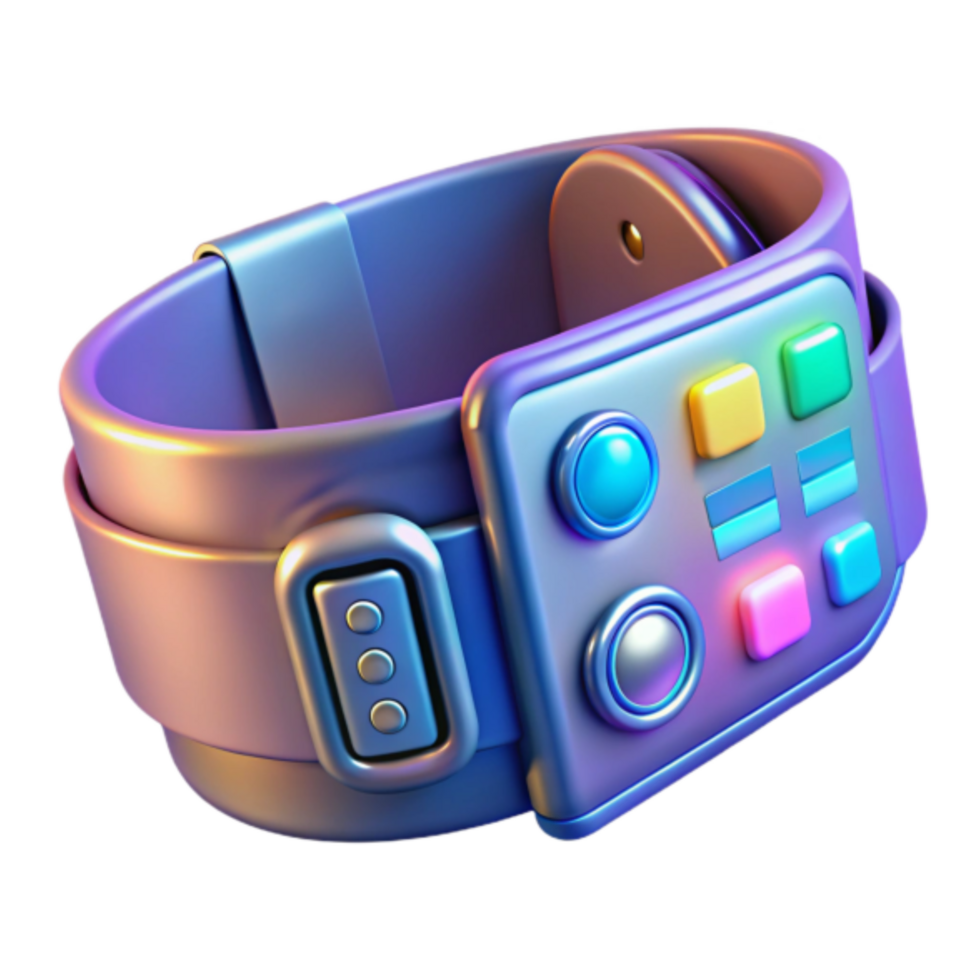 Futuristic Render of a Smart Bracelet with Colorful Buttons png