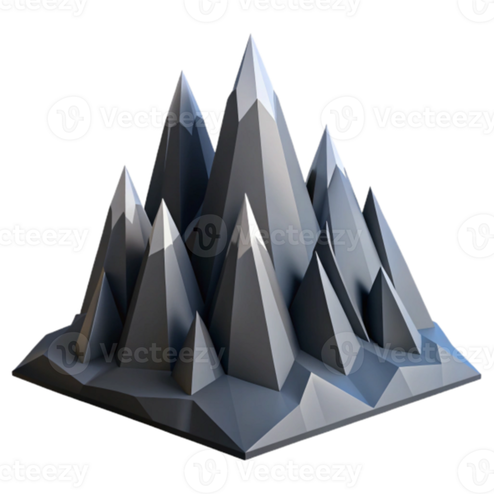 Abstract 3D Mountain Range Illustration Polygonal Peaks and Geometric Landscape png