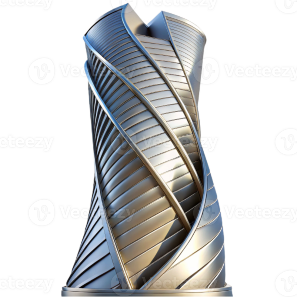 Futuristic Silver Tower 3D Render Abstract Architectural Design png