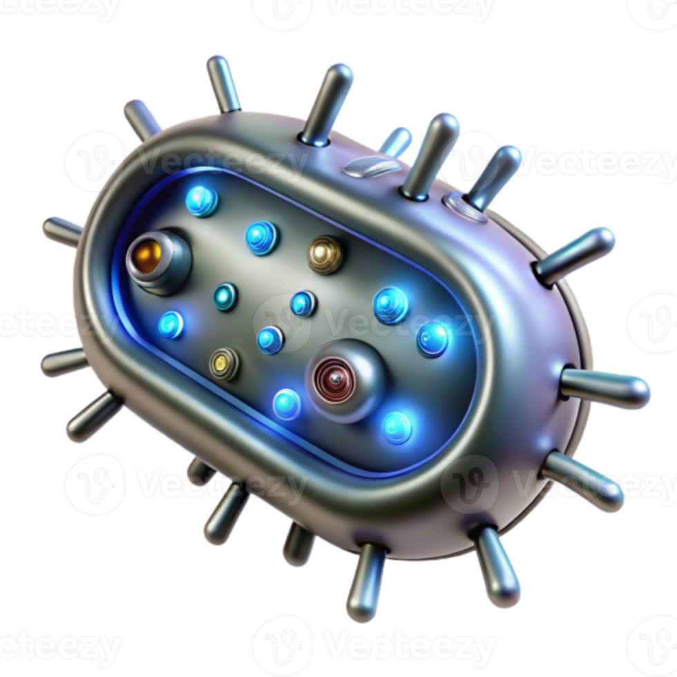 Futuristic Microscopic 3D Render of a Bio-Technological Device png