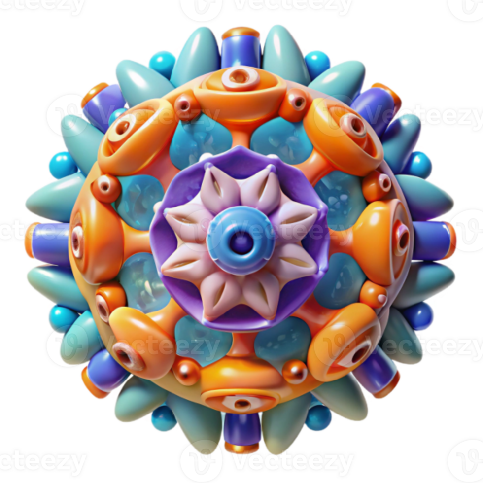 Vibrant Render of an Abstract Orb with Intricate Floral and Geometric Patterns png