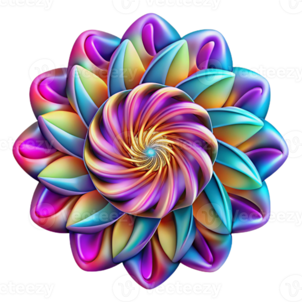 Vibrant Floral Illustration Rainbow Swirl Mandala Design png