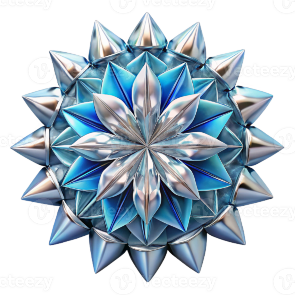 Render Blue and Silver Metallic Flower Abstract Background Image png