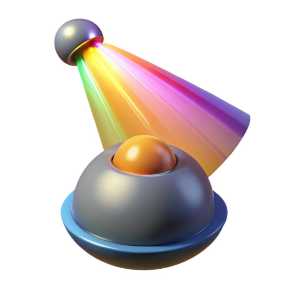 Abstract Render of Colorful Light Beam and Geometric Spheres png