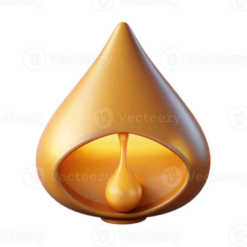 Golden Teardrop 3D Render Abstract Background Illustration png