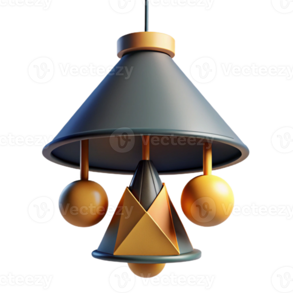 Abstract 3D Render of Modern Hanging Lamp with Geometric Shapes png