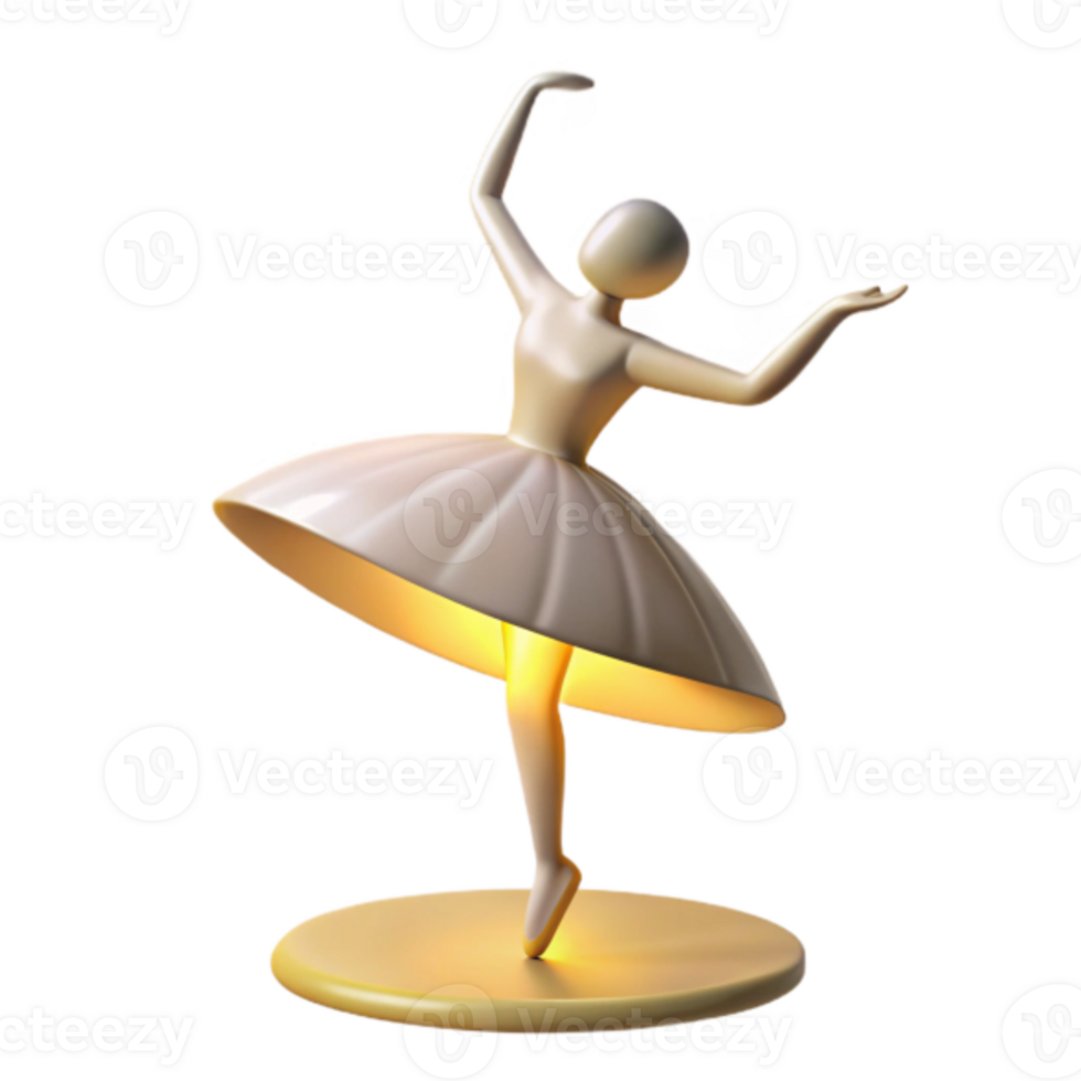 Illuminated Ballerina Figurine Lamp 3D Render png