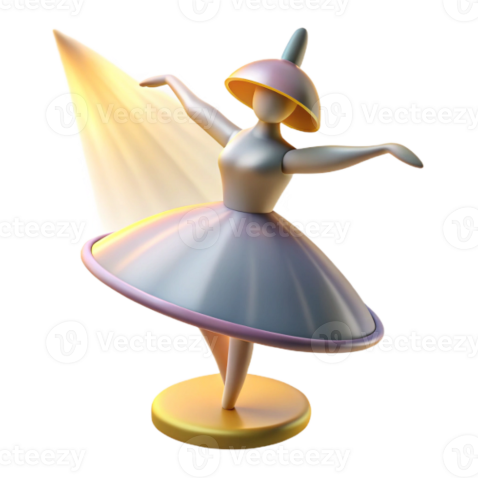 3D Render of Ballerina Figurine in Elegant Pose, Pastel Colors, Soft Lighting png