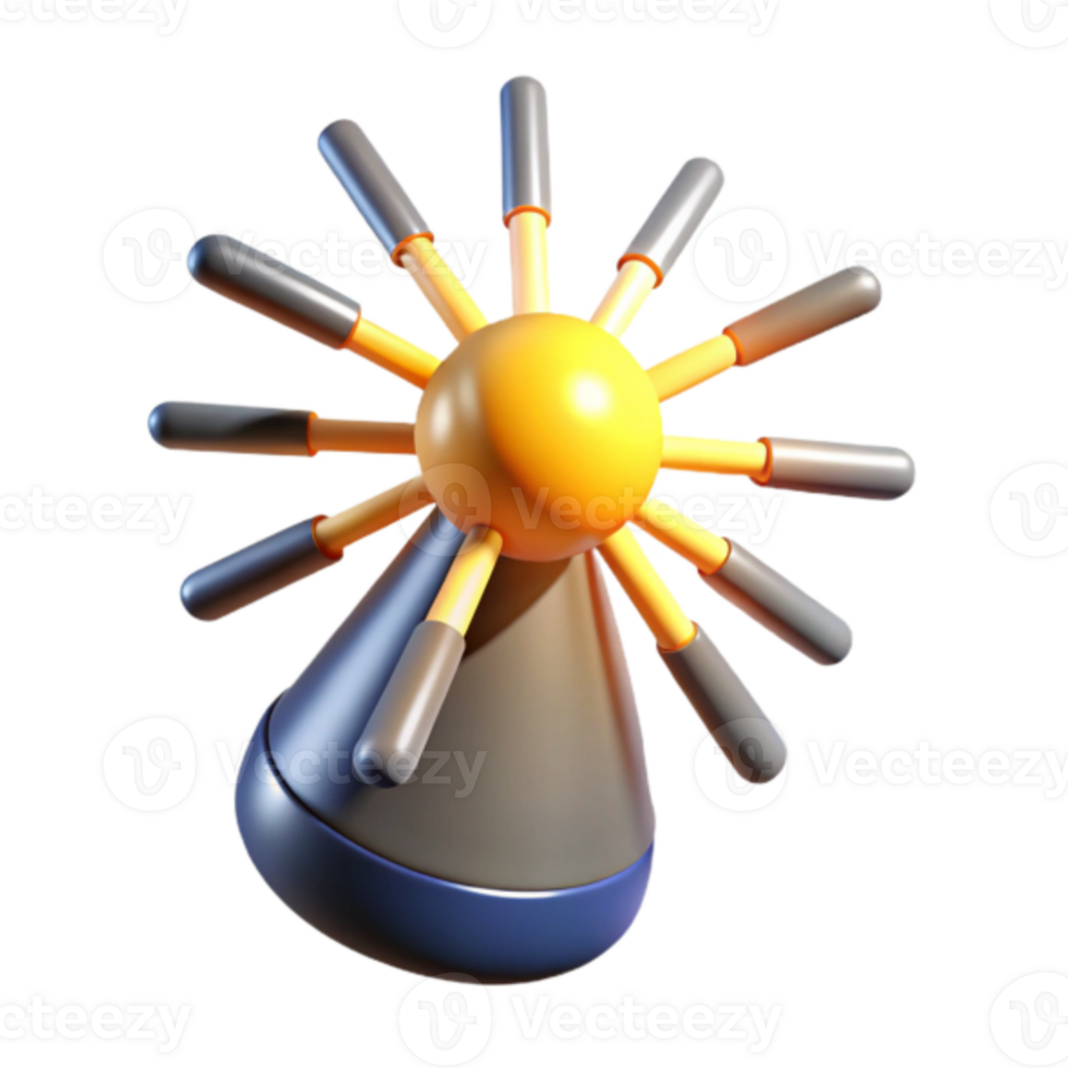 3D Render of Abstract Sun-like Object with Rotating Spokes png