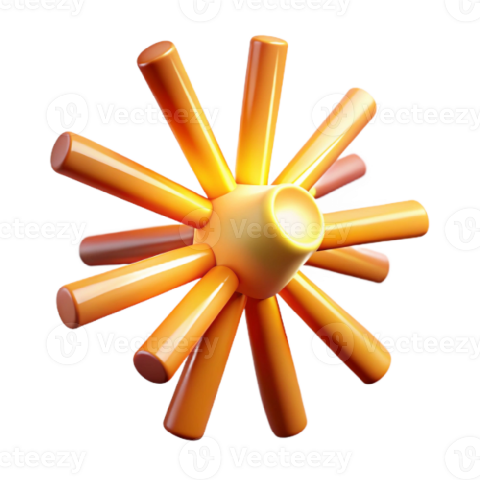 Abstract 3D Orange Starburst Render Sunburst Design Element png