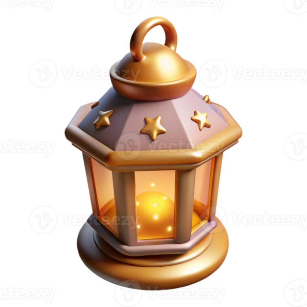 3D Render of a Glowing Lantern with Stars Illustration png