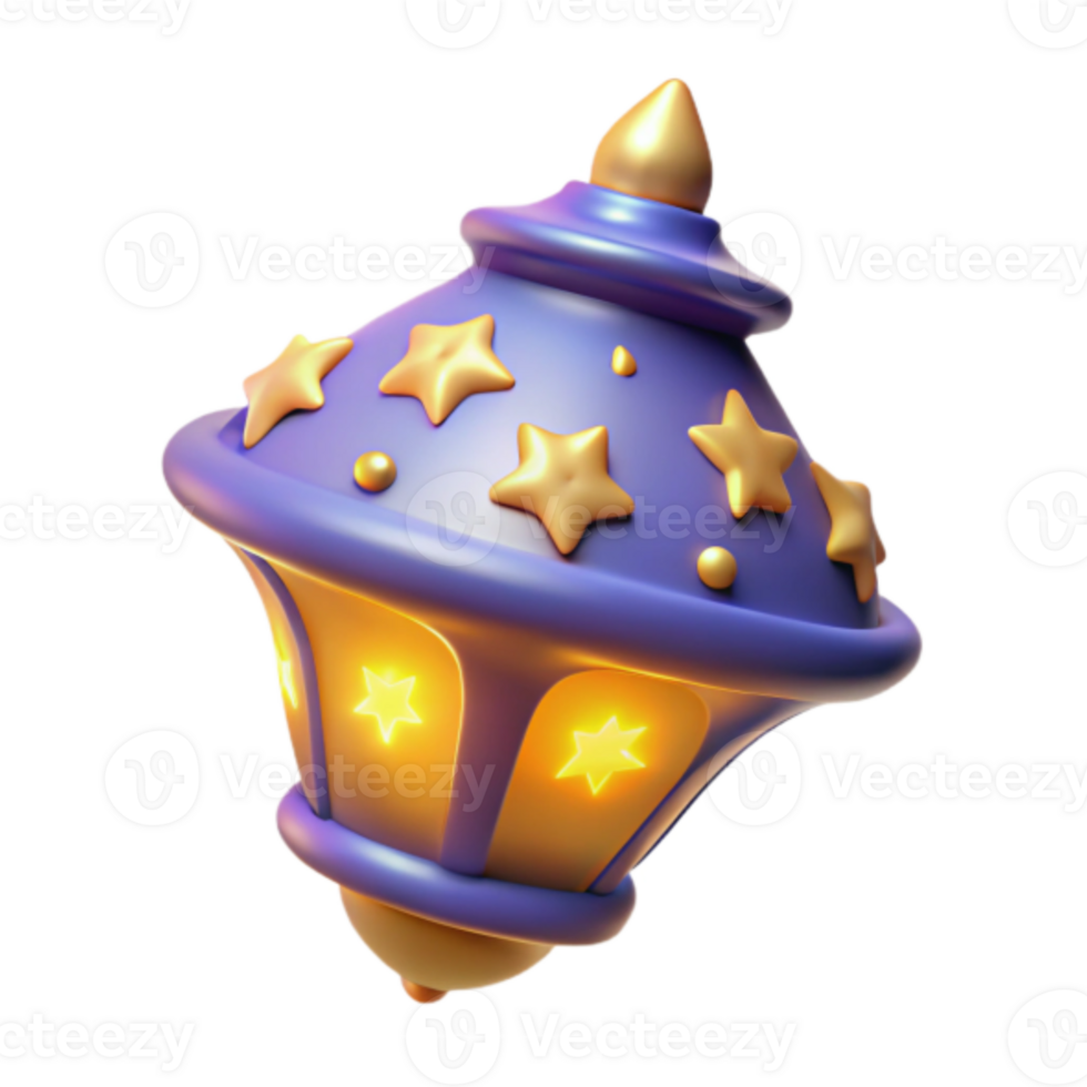 3D Render of a Festive Starry Lantern Illustration png