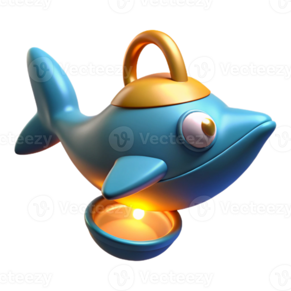 Charming 3D Render of a Dolphin-Shaped Watering Can png
