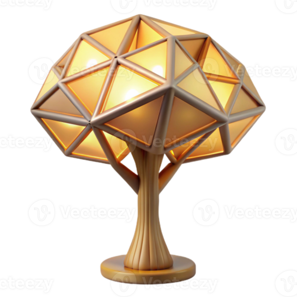 Illuminated Geometric Tree Lamp 3D Render png